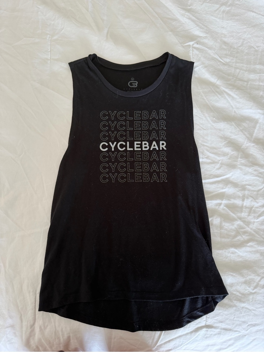 Cyclebar Black Repeated Logo Sleeveless Tank